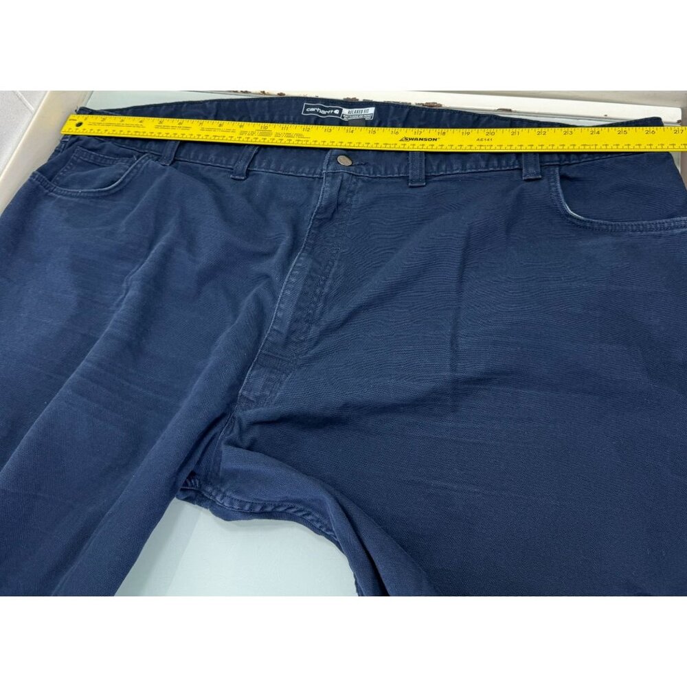 Carhartt 5 Pocket Work Pants 54X32 Relaxed Fit Rugged Flex Stretch Canvas Blue - Picture 8 of 12
